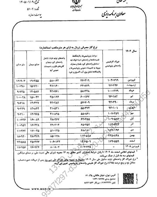 نرخ خوراک گاز پتروشیمی‌ها و سوخت صنایع ابلاغ شد